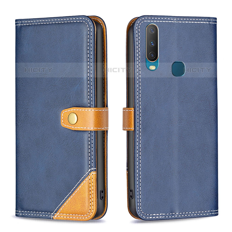 Funda de Cuero Cartera con Soporte Carcasa B14F para Vivo Y17 Azul