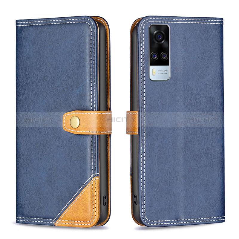 Funda de Cuero Cartera con Soporte Carcasa B14F para Vivo Y31 (2021) Azul