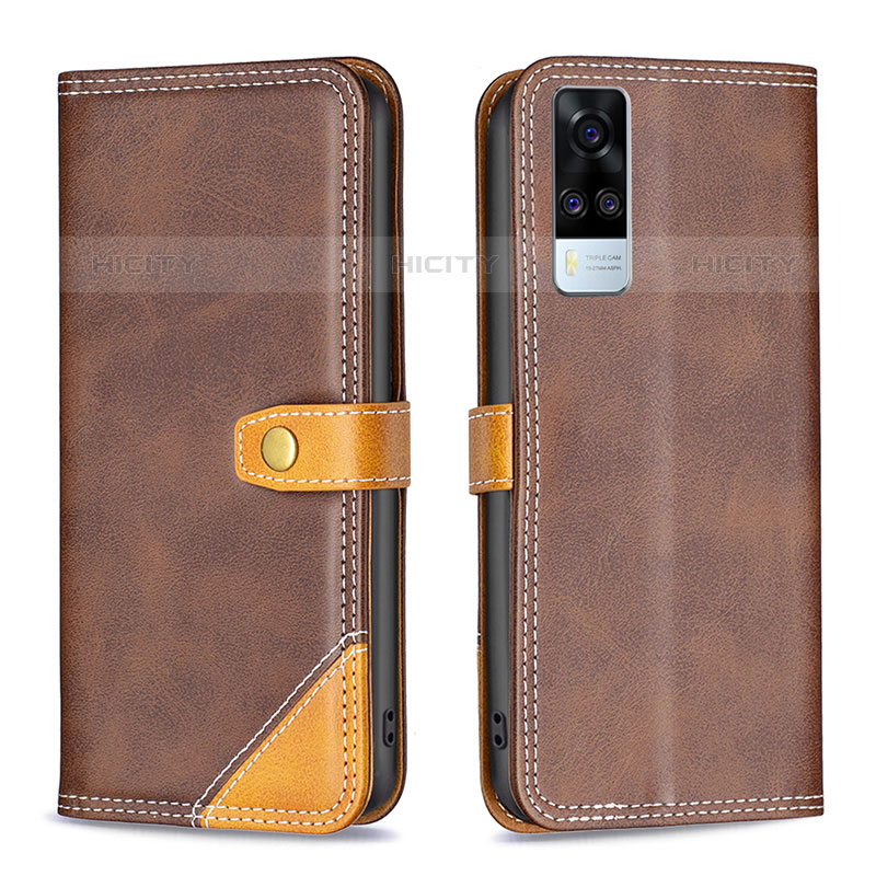 Funda de Cuero Cartera con Soporte Carcasa B14F para Vivo Y51A Marron