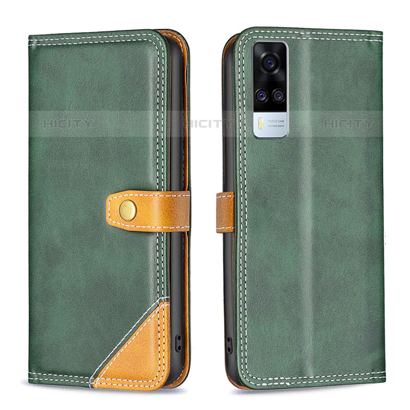 Funda de Cuero Cartera con Soporte Carcasa B14F para Vivo Y51A Verde