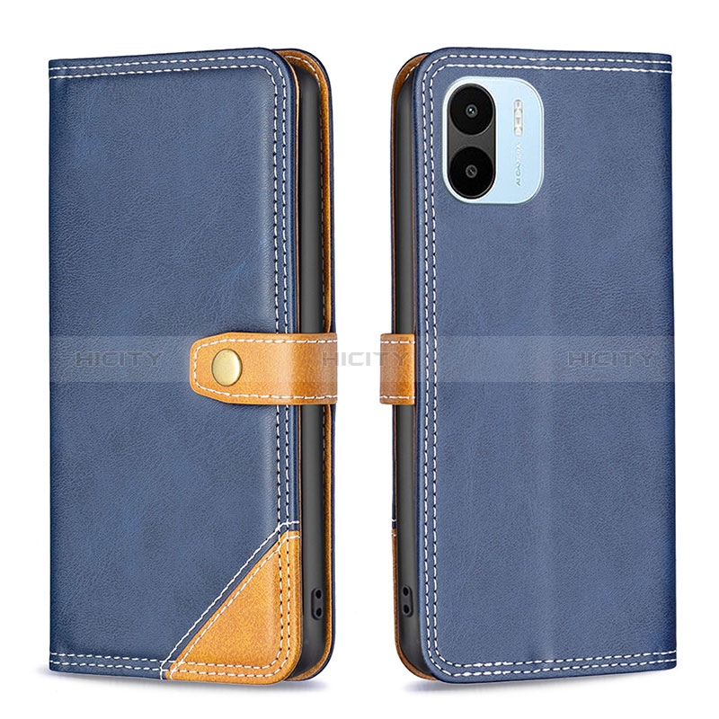 Funda de Cuero Cartera con Soporte Carcasa B14F para Xiaomi Poco C50 Azul