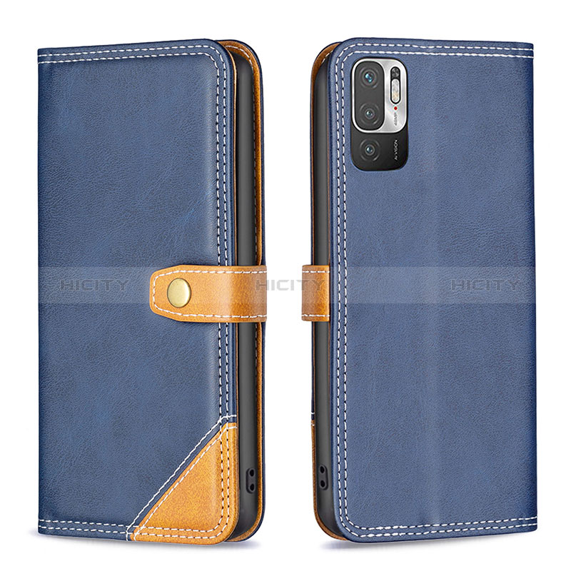 Funda de Cuero Cartera con Soporte Carcasa B14F para Xiaomi POCO M3 Pro 5G Azul