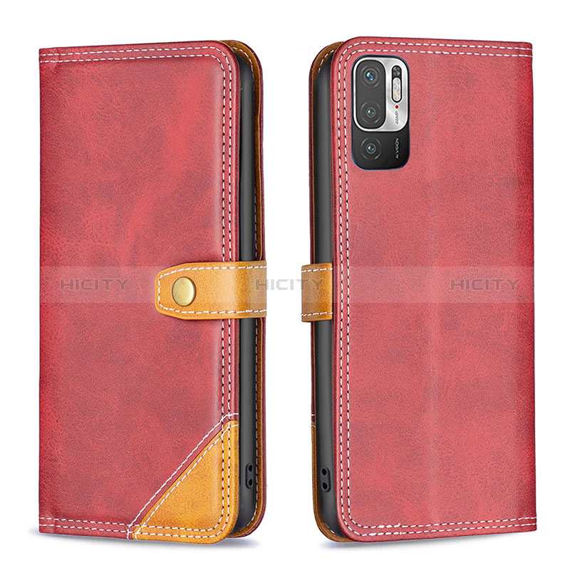 Funda de Cuero Cartera con Soporte Carcasa B14F para Xiaomi POCO M3 Pro 5G Rojo