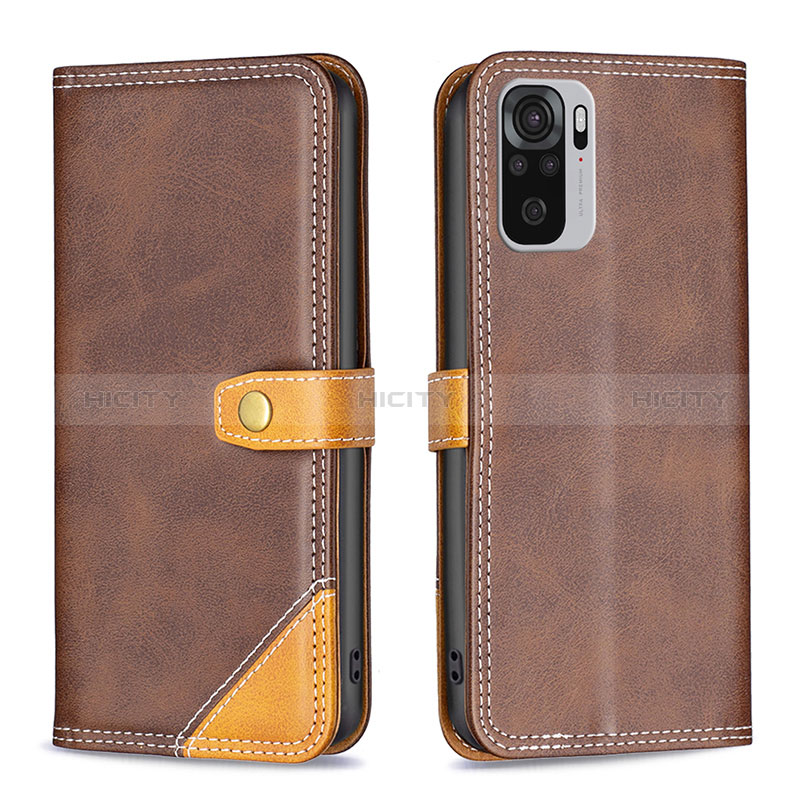 Funda de Cuero Cartera con Soporte Carcasa B14F para Xiaomi Poco M5S Marron