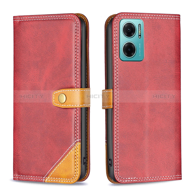 Funda de Cuero Cartera con Soporte Carcasa B14F para Xiaomi Redmi 10 5G Rojo