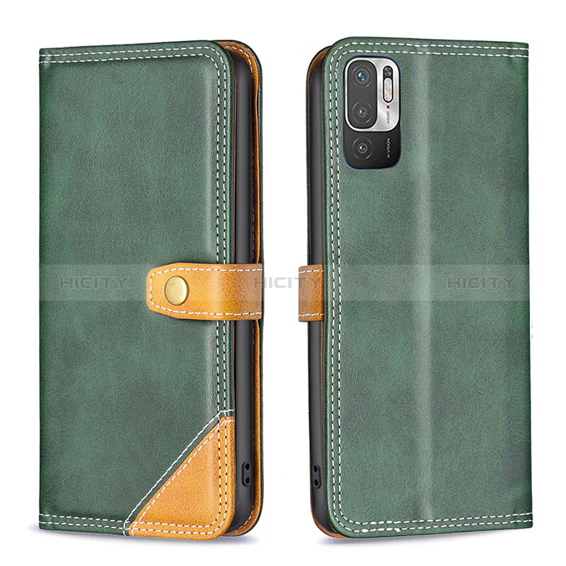 Funda de Cuero Cartera con Soporte Carcasa B14F para Xiaomi Redmi Note 10T 5G Verde