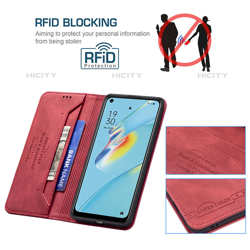 Funda de Cuero Cartera con Soporte Carcasa B15F para Oppo A54 4G