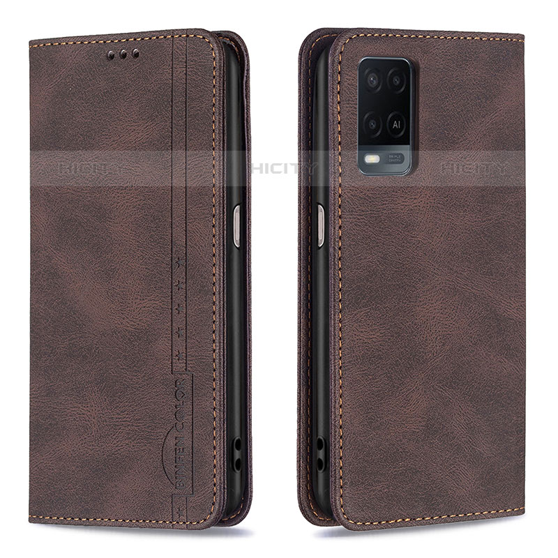 Funda de Cuero Cartera con Soporte Carcasa B15F para Oppo A54 4G Marron