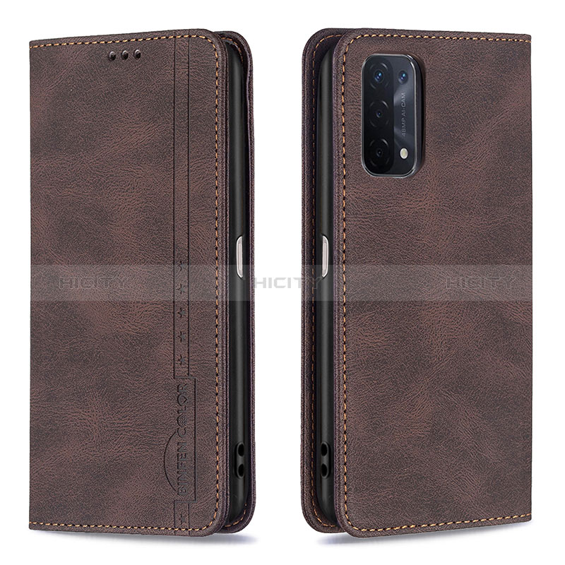 Funda de Cuero Cartera con Soporte Carcasa B15F para Oppo A54 5G Marron