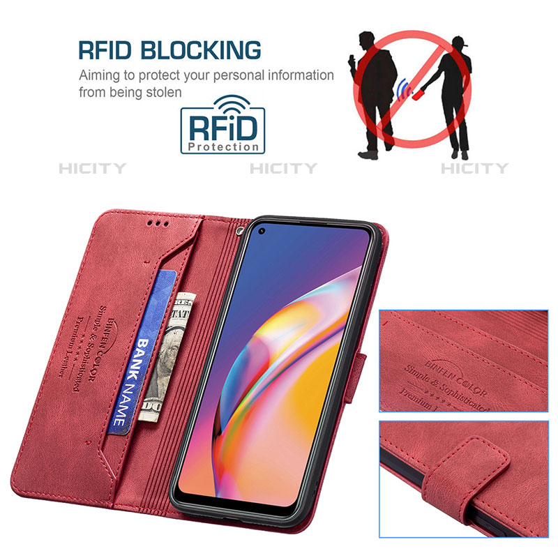 Funda de Cuero Cartera con Soporte Carcasa B15F para Oppo Reno5 Lite