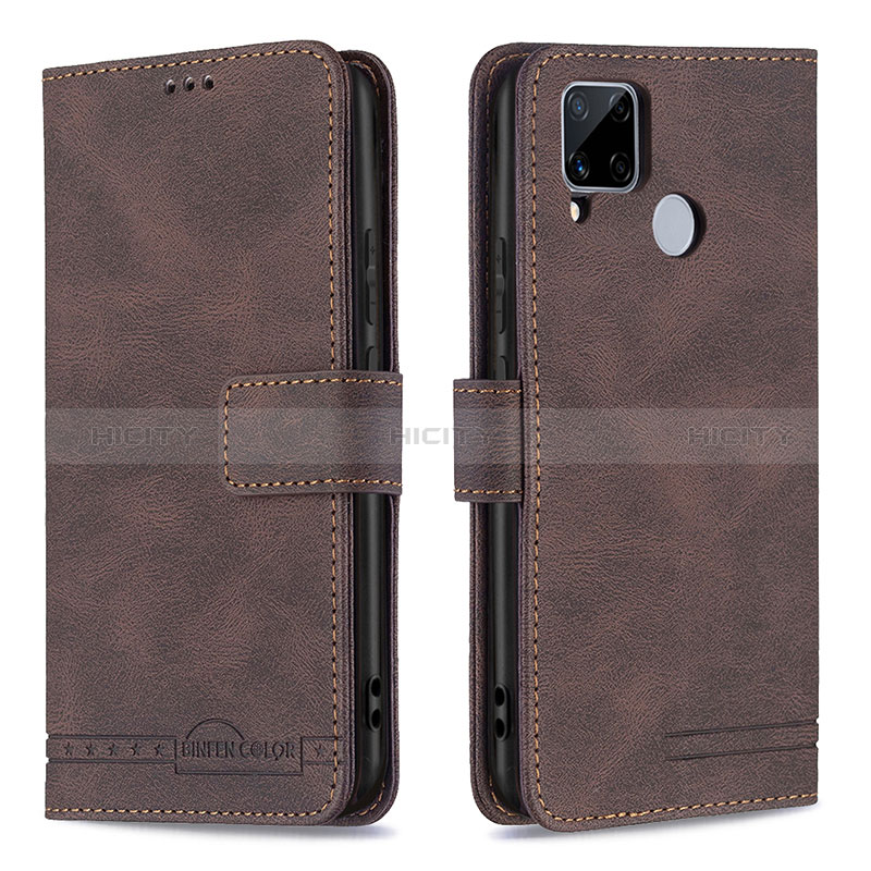 Funda de Cuero Cartera con Soporte Carcasa B15F para Realme 7i RMX2193 Marron