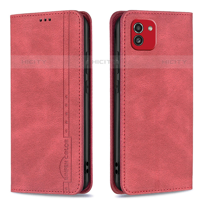 Funda de Cuero Cartera con Soporte Carcasa B15F para Samsung Galaxy A03 Rojo