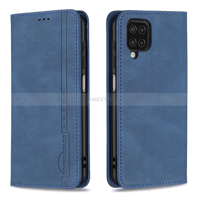 Funda de Cuero Cartera con Soporte Carcasa B15F para Samsung Galaxy A12 Azul