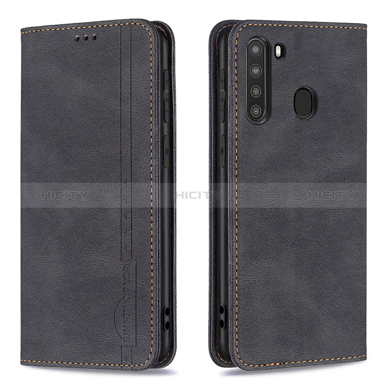 Funda de Cuero Cartera con Soporte Carcasa B15F para Samsung Galaxy A21 Negro