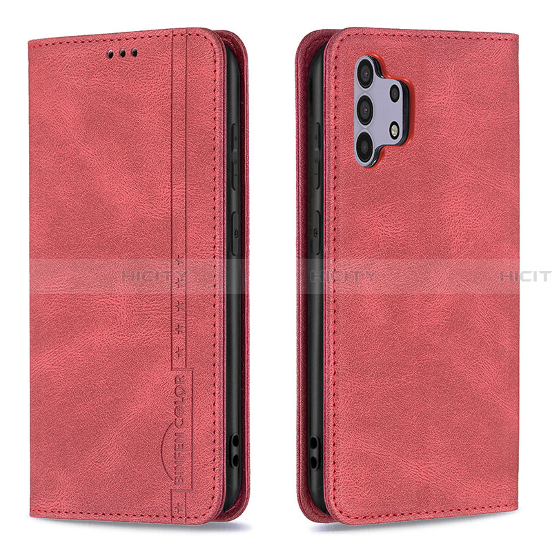 Funda de Cuero Cartera con Soporte Carcasa B15F para Samsung Galaxy A32 5G Rojo