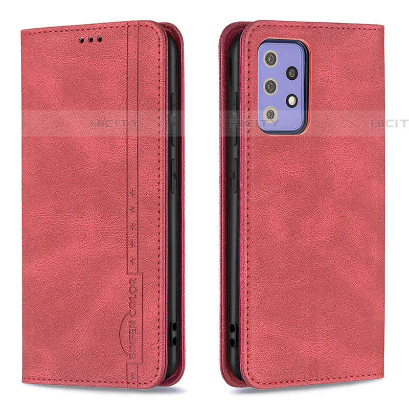 Funda de Cuero Cartera con Soporte Carcasa B15F para Samsung Galaxy A72 4G Rojo