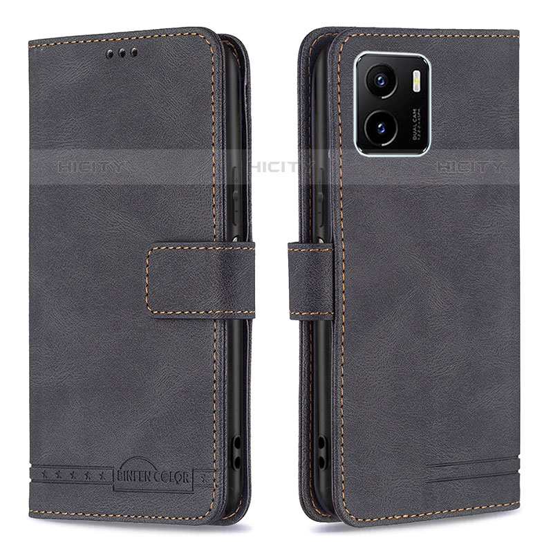 Funda de Cuero Cartera con Soporte Carcasa B15F para Vivo iQOO U5x Negro