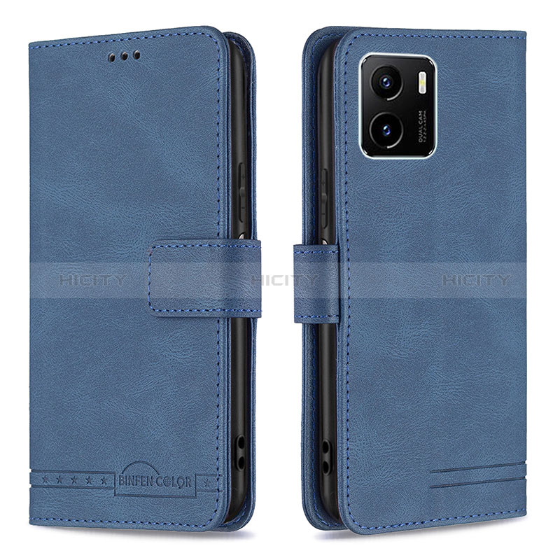 Funda de Cuero Cartera con Soporte Carcasa B15F para Vivo Y01 Azul