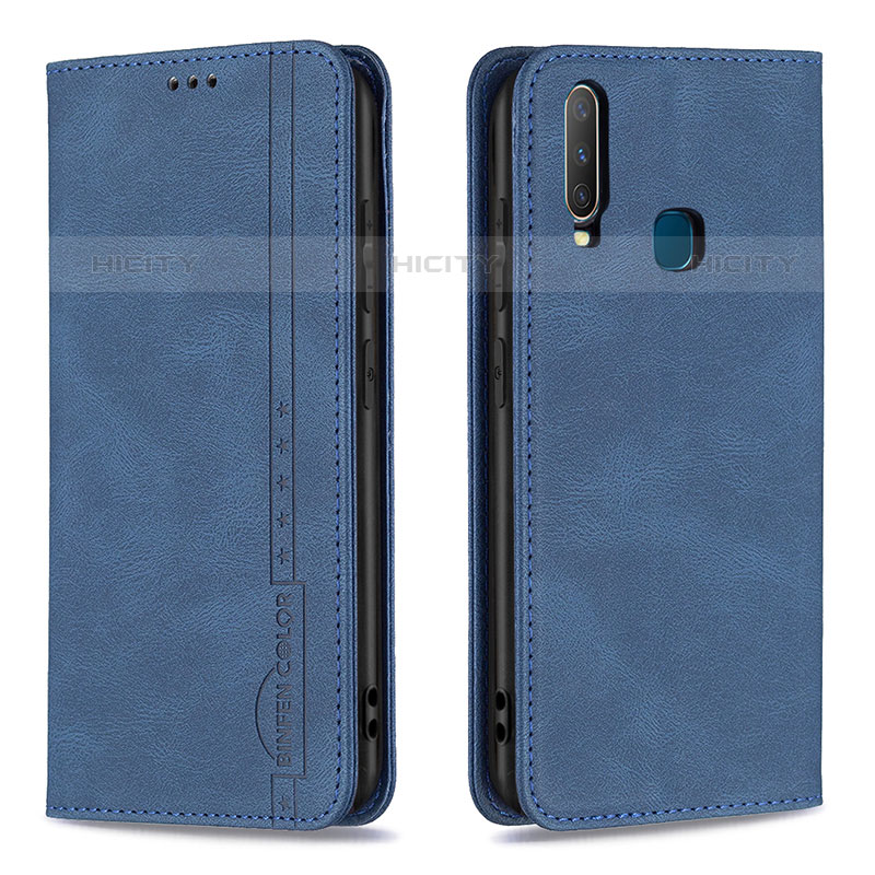 Funda de Cuero Cartera con Soporte Carcasa B15F para Vivo Y15 Azul