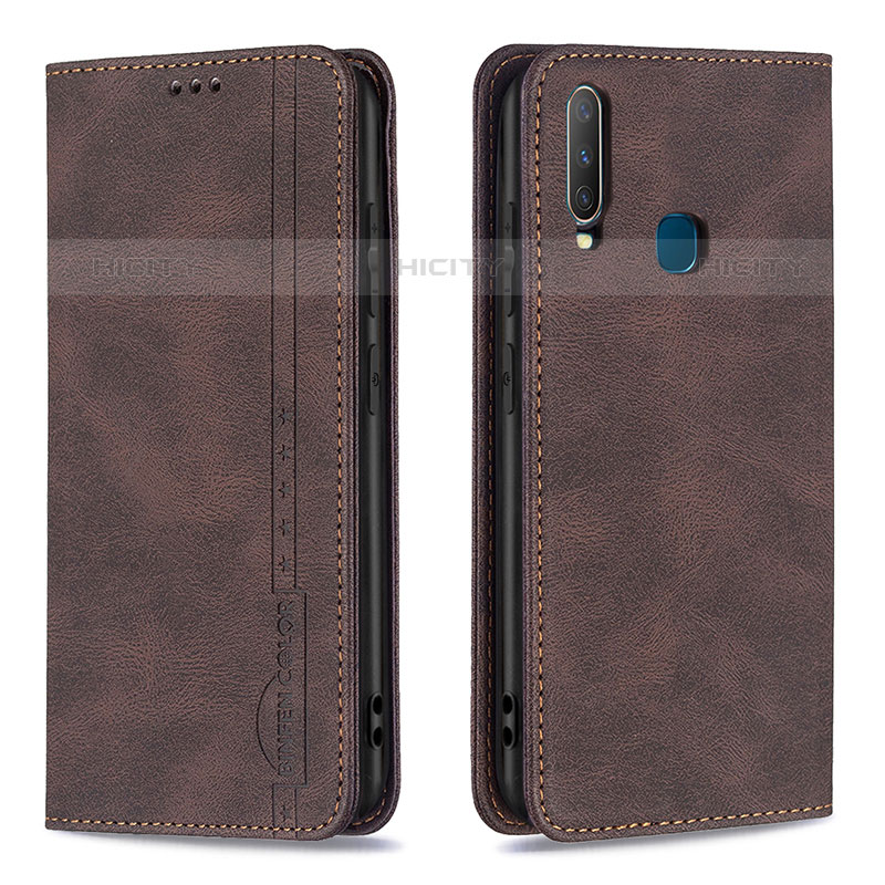 Funda de Cuero Cartera con Soporte Carcasa B15F para Vivo Y15 Marron