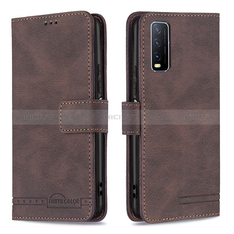 Funda de Cuero Cartera con Soporte Carcasa B15F para Vivo Y20 (2021) Marron