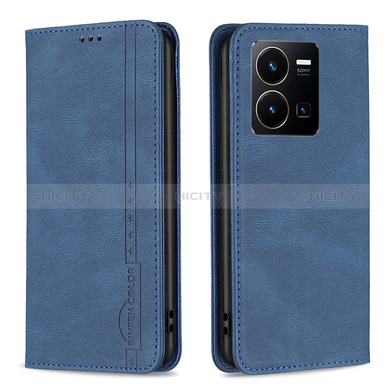 Funda de Cuero Cartera con Soporte Carcasa B15F para Vivo Y35 4G Azul