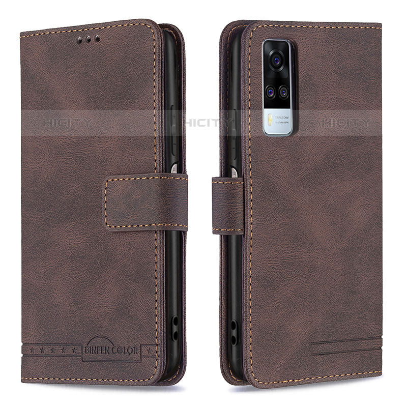 Funda de Cuero Cartera con Soporte Carcasa B15F para Vivo Y51A Marron