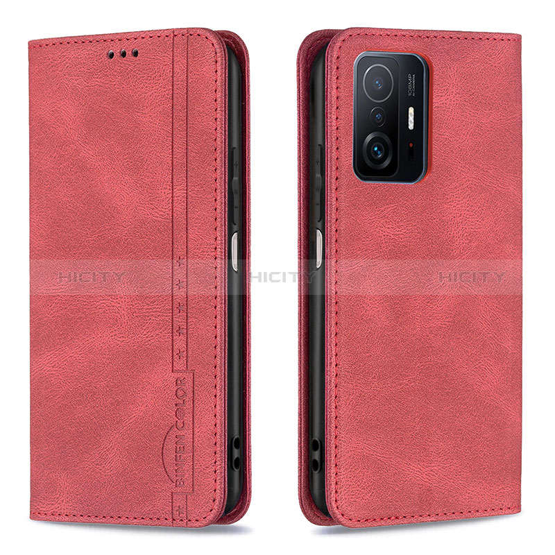 Funda de Cuero Cartera con Soporte Carcasa B15F para Xiaomi Mi 11T 5G Rojo