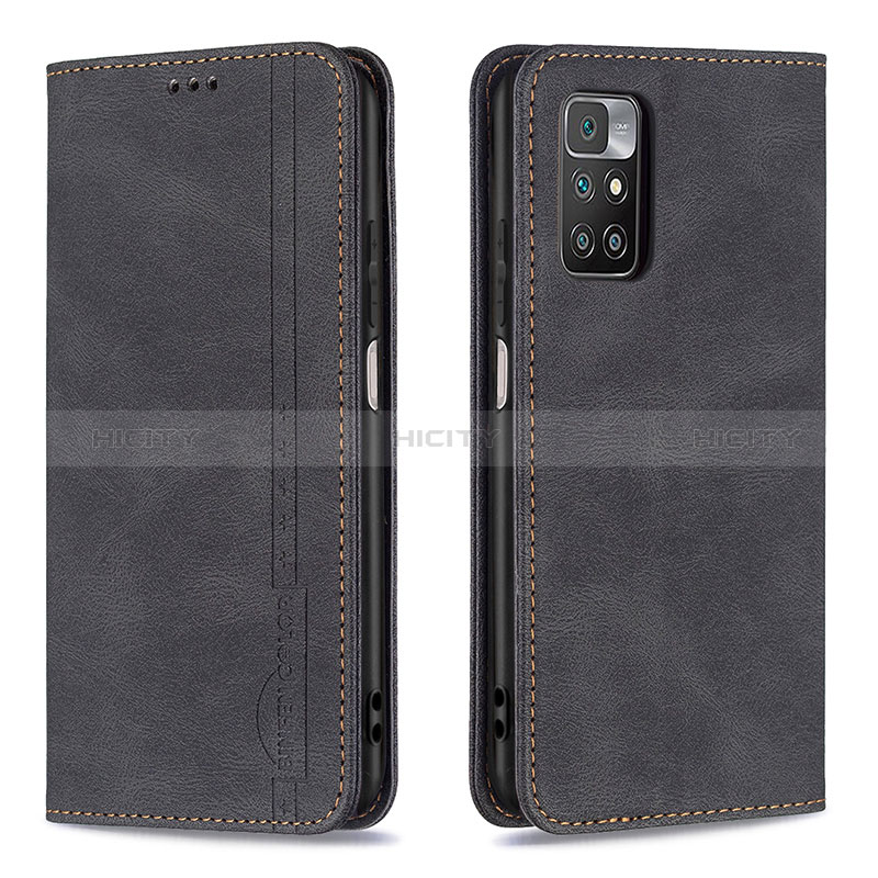 Funda de Cuero Cartera con Soporte Carcasa B15F para Xiaomi Redmi 10 (2022) Negro