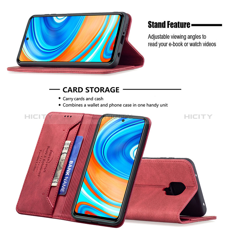 Funda de Cuero Cartera con Soporte Carcasa B15F para Xiaomi Redmi Note 9 Pro