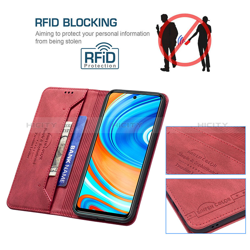 Funda de Cuero Cartera con Soporte Carcasa B15F para Xiaomi Redmi Note 9 Pro