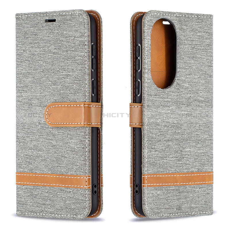 Funda de Cuero Cartera con Soporte Carcasa B16F para Huawei P50 Pro Gris