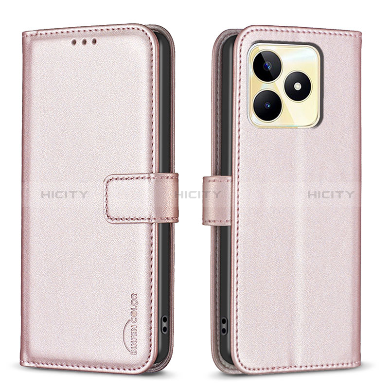 Funda de Cuero Cartera con Soporte Carcasa B16F para Realme C67 Rosa