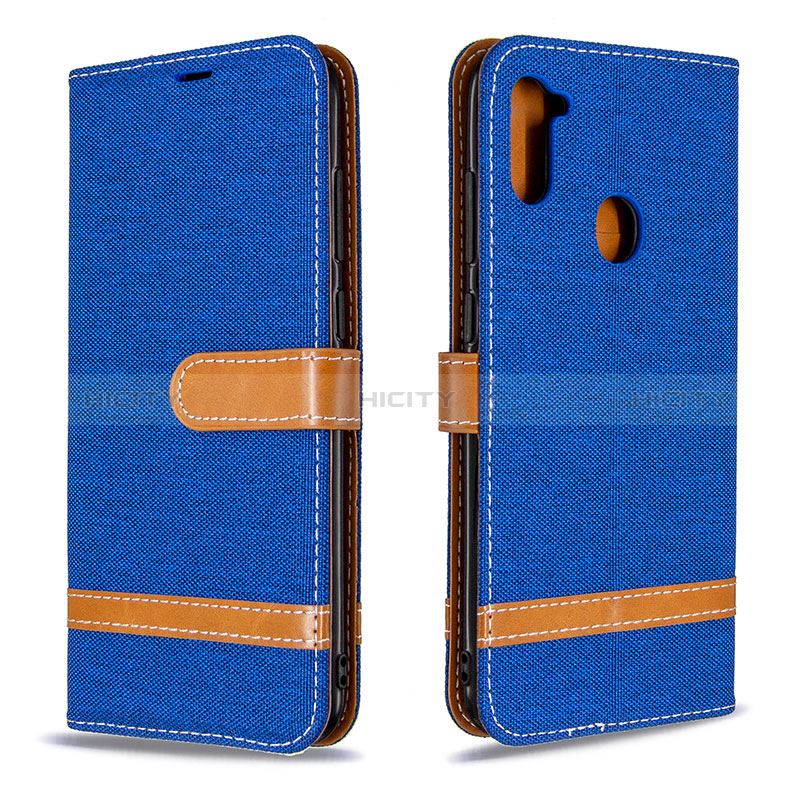 Funda de Cuero Cartera con Soporte Carcasa B16F para Samsung Galaxy A11 Azul