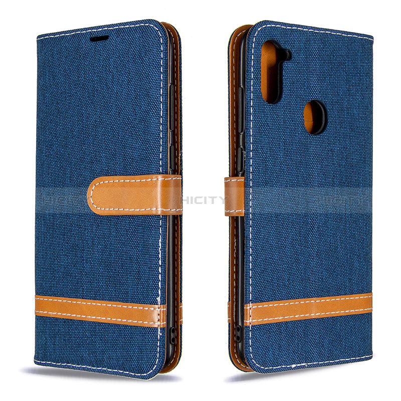 Funda de Cuero Cartera con Soporte Carcasa B16F para Samsung Galaxy A11 Azul Real