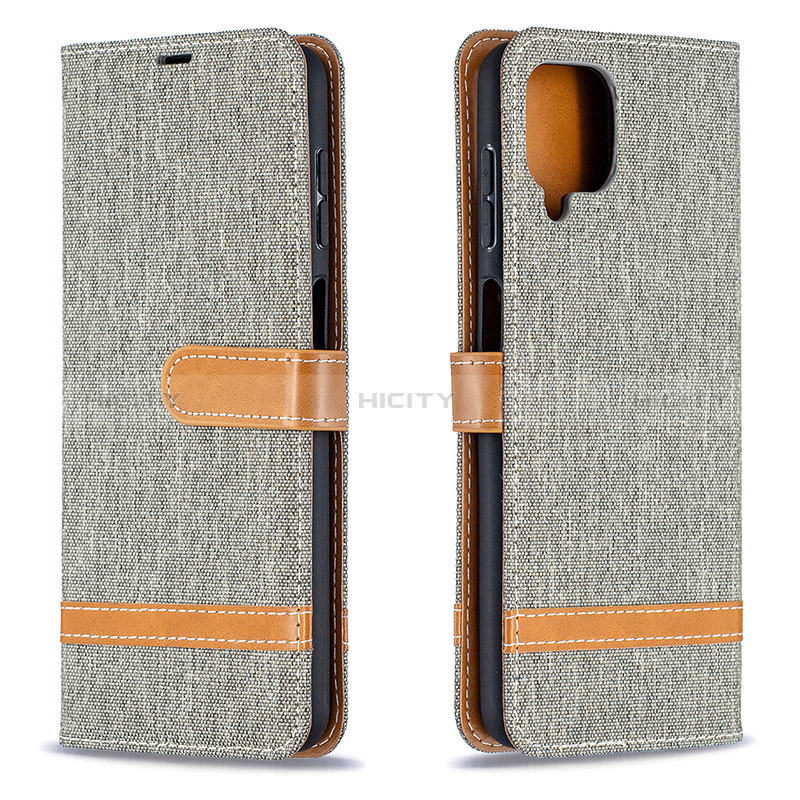 Funda de Cuero Cartera con Soporte Carcasa B16F para Samsung Galaxy A12 5G Gris