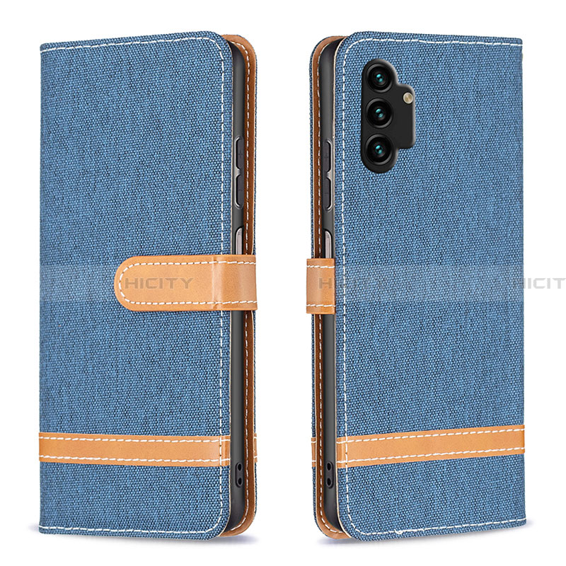 Funda de Cuero Cartera con Soporte Carcasa B16F para Samsung Galaxy A13 4G Azul Real