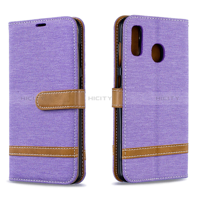 Funda de Cuero Cartera con Soporte Carcasa B16F para Samsung Galaxy A20 Purpura Claro