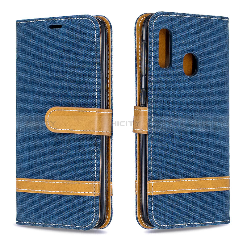 Funda de Cuero Cartera con Soporte Carcasa B16F para Samsung Galaxy A20e Azul Real