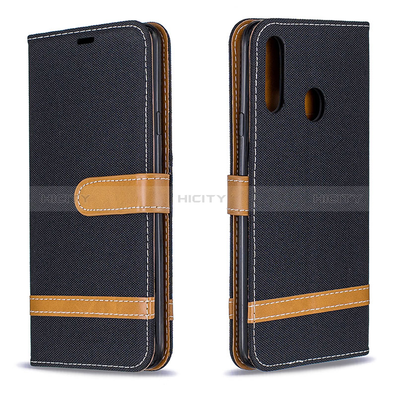 Funda de Cuero Cartera con Soporte Carcasa B16F para Samsung Galaxy A20s Negro