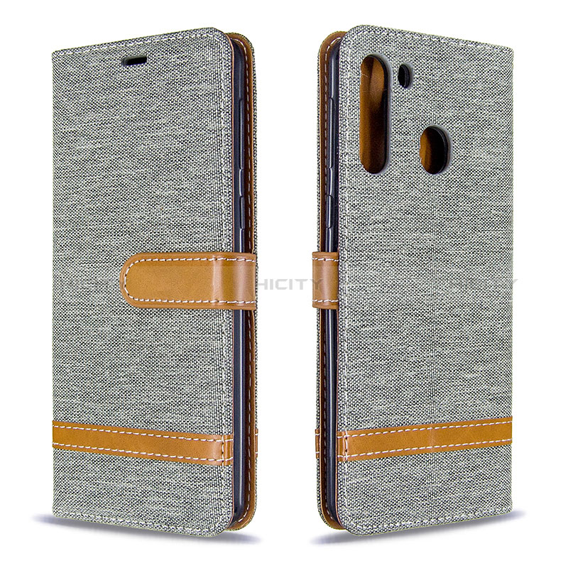 Funda de Cuero Cartera con Soporte Carcasa B16F para Samsung Galaxy A21 Gris