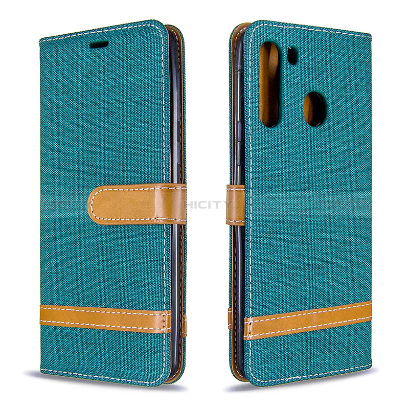 Funda de Cuero Cartera con Soporte Carcasa B16F para Samsung Galaxy A21 Verde