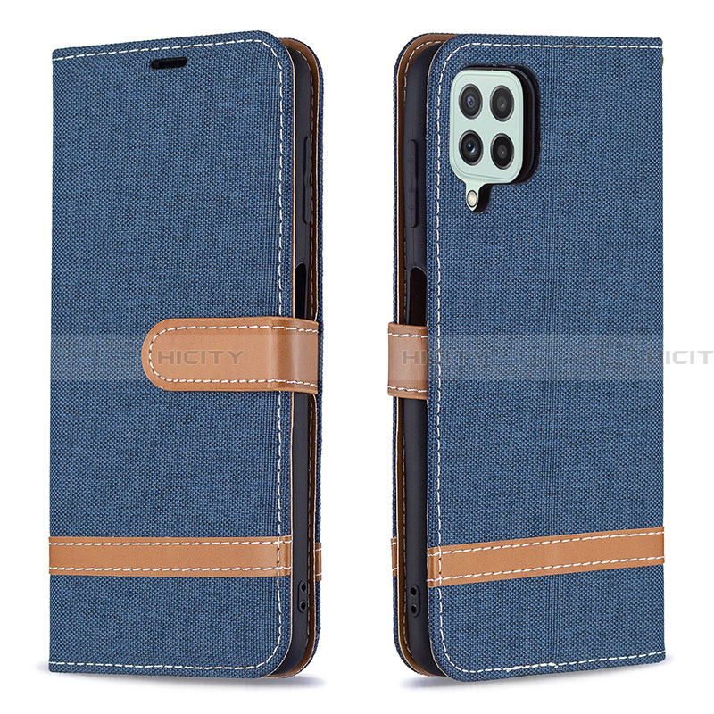 Funda de Cuero Cartera con Soporte Carcasa B16F para Samsung Galaxy A22 4G Azul Real