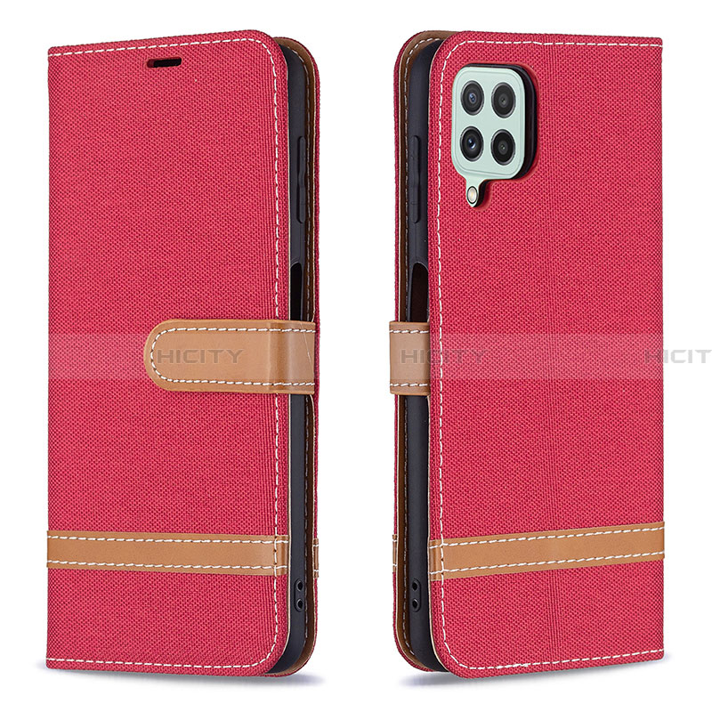 Funda de Cuero Cartera con Soporte Carcasa B16F para Samsung Galaxy A22 4G Rojo