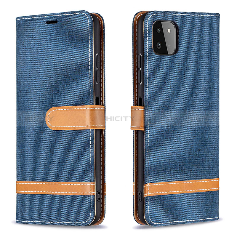 Funda de Cuero Cartera con Soporte Carcasa B16F para Samsung Galaxy A22s 5G Azul Real