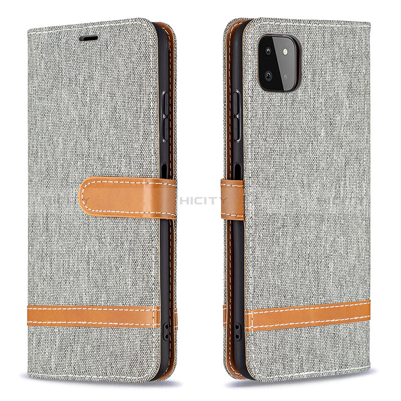 Funda de Cuero Cartera con Soporte Carcasa B16F para Samsung Galaxy A22s 5G Gris