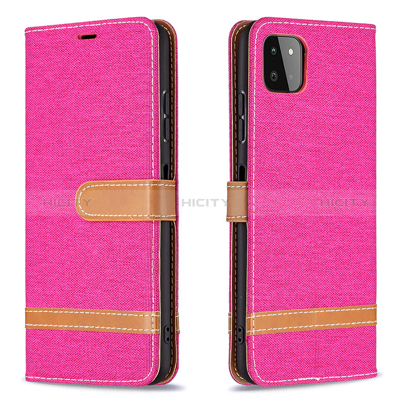 Funda de Cuero Cartera con Soporte Carcasa B16F para Samsung Galaxy A22s 5G Rosa Roja