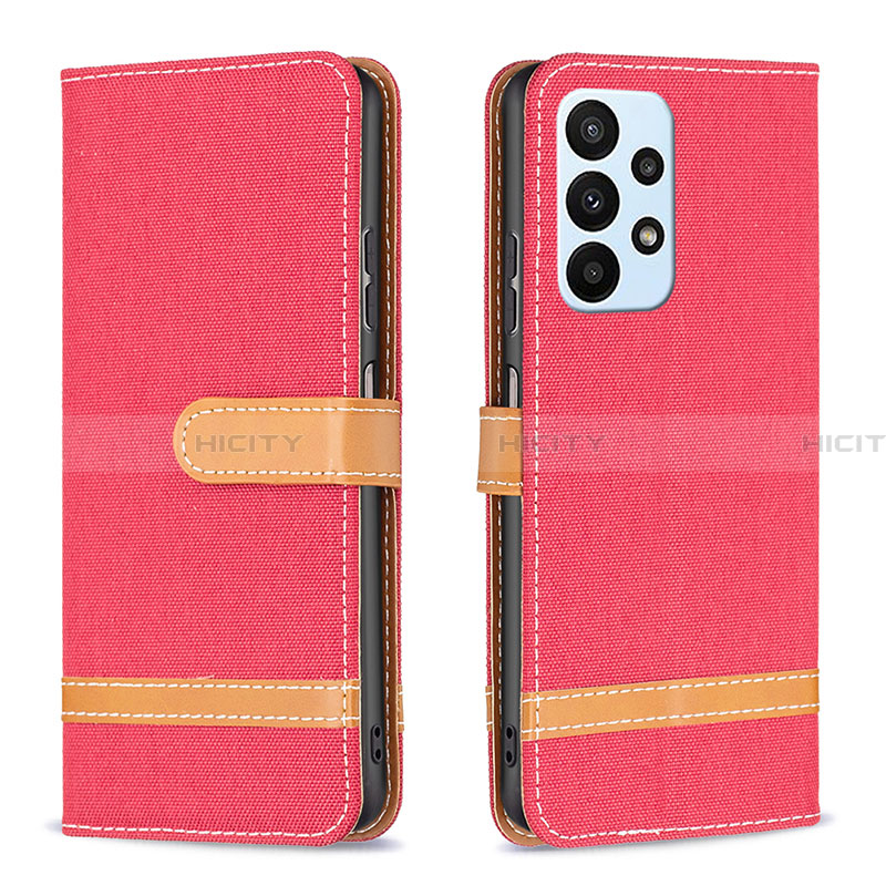 Funda de Cuero Cartera con Soporte Carcasa B16F para Samsung Galaxy A23 4G Rojo