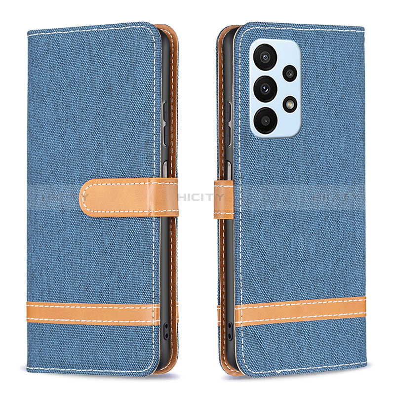 Funda de Cuero Cartera con Soporte Carcasa B16F para Samsung Galaxy A23 5G Azul Real