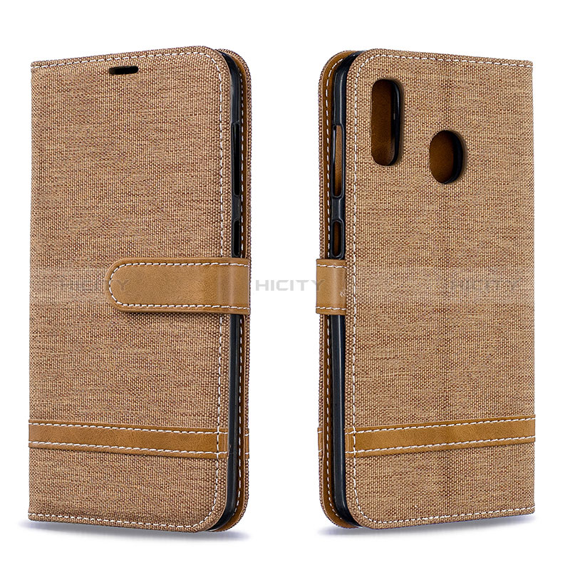 Funda de Cuero Cartera con Soporte Carcasa B16F para Samsung Galaxy A30 Oro